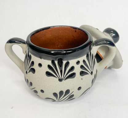 Mexican Sugar Bowl Azucarera de Barro Hand Painted Mexican Pottery Canisters Artesanias de Barro Azucarera