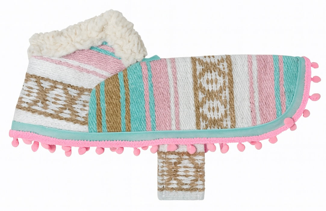 Tiffany/Pink/Brown Dog Poncho/Sarape with Fur