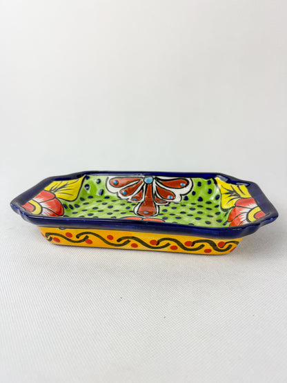 Mexican Talavera Coffee Sugar and Creamer Set With Serving Tray 3 Piece Set