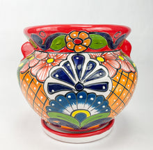 Load image into Gallery viewer, Talavera Mexican Flower Pot With Saucer Ceramic Flower Pot Mexican Plant Pots Mexican Painted Pots Mexican Clay Pots Maceta con Plato
