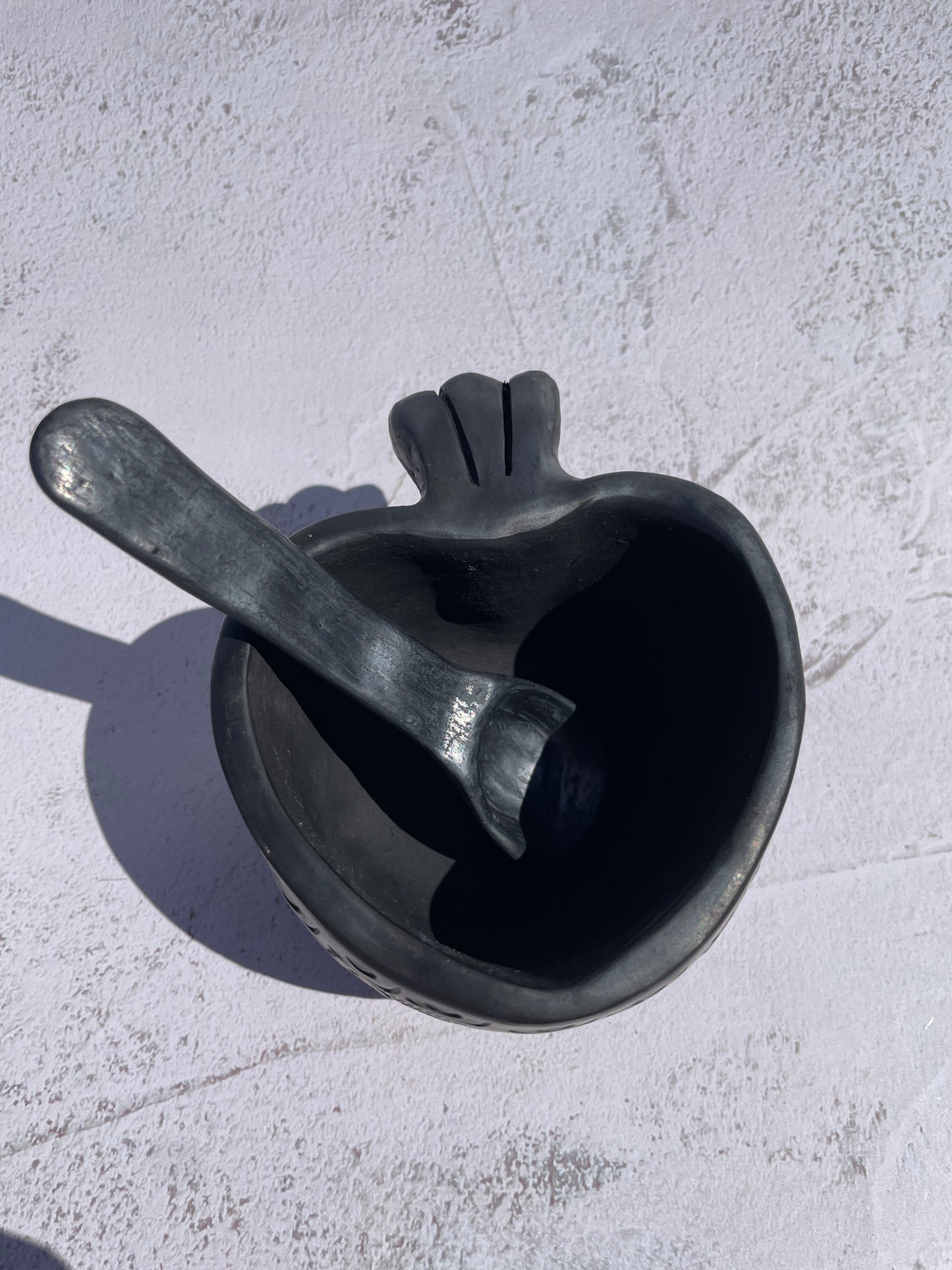 Oaxaca Black Pottery Heart Shaped Bowl with Spoon Tazón de Corazón