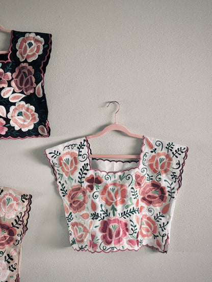 Paloma Floral Embroidered Blouse – Handmade Mexican Top in Pastels