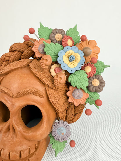 Clay Skull Pastillado Metepec Calabera de Barro