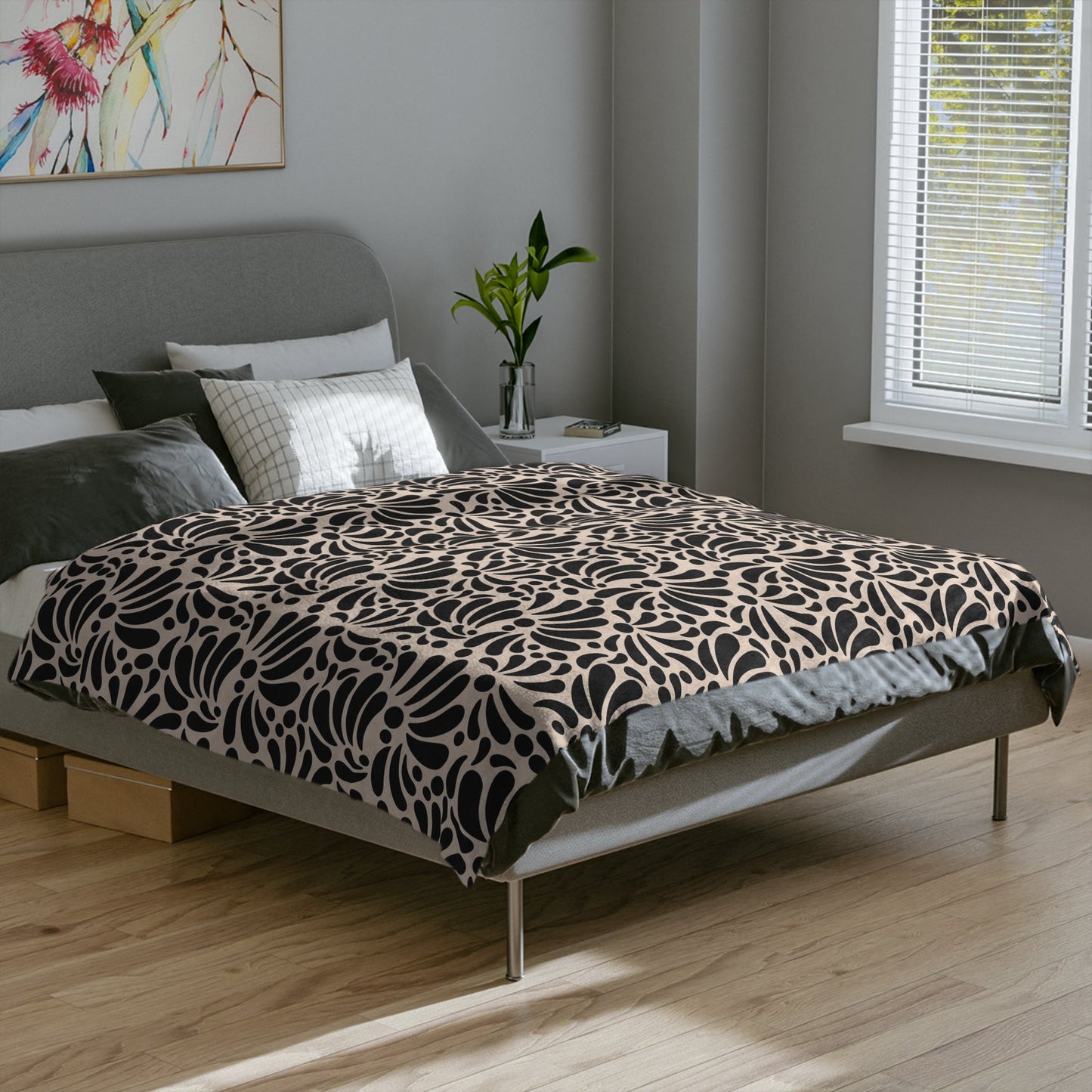 Black Talavera Soft Blanket - Covina Talavera Negra