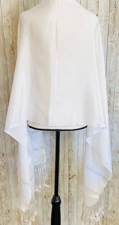 Mexican Shawl Rebozo Silk Wrap White - Reboso Blanco