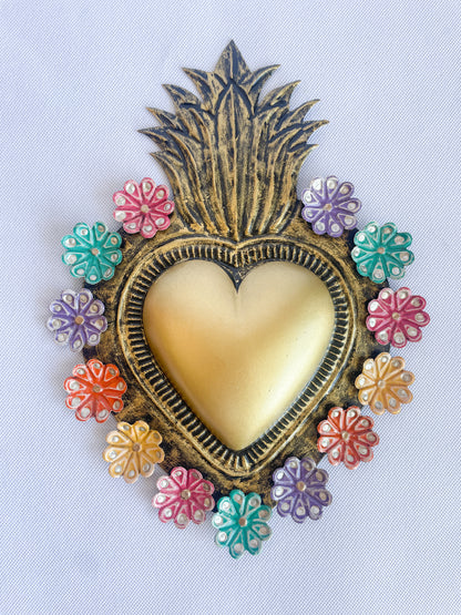 Mexican Hand Painted Tin Heart Corazon Hojalata Corazon de Hojalata Corazon Corazon