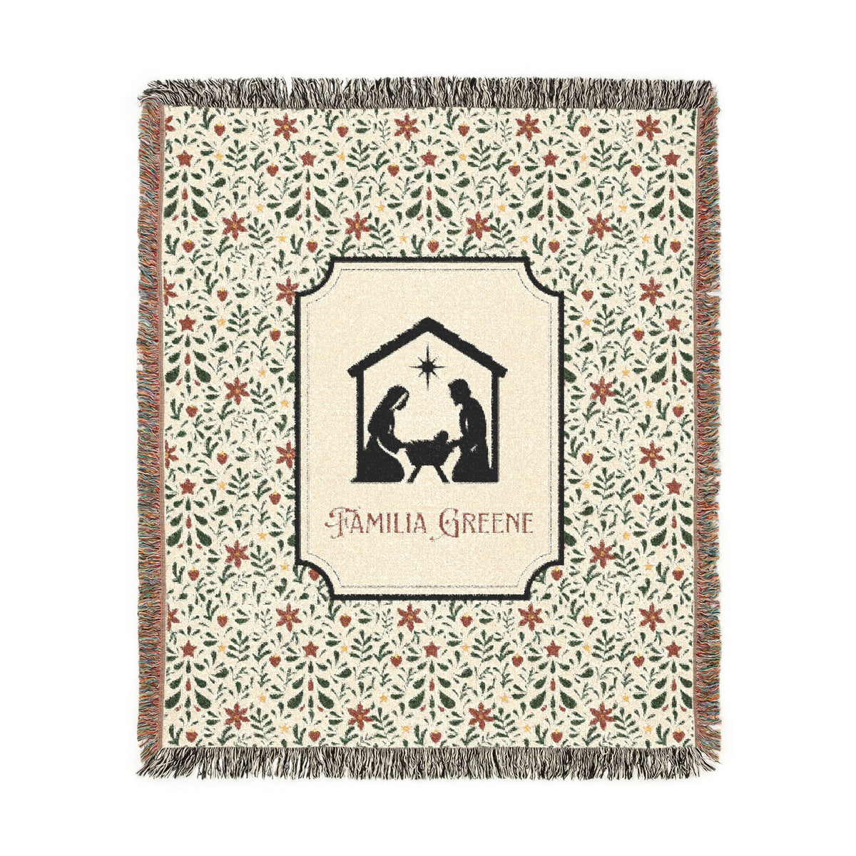 Christmas Nativity Scene Blanket Customized Navidad Cobija Talavera