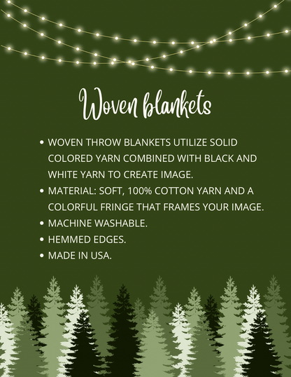 Blue Mexican floral woven blanket 50x60” clearance