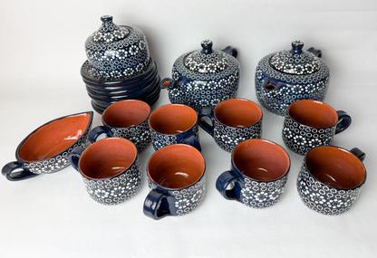 Capulineado Tea Pot Set 20pc - Juego de Te Barro