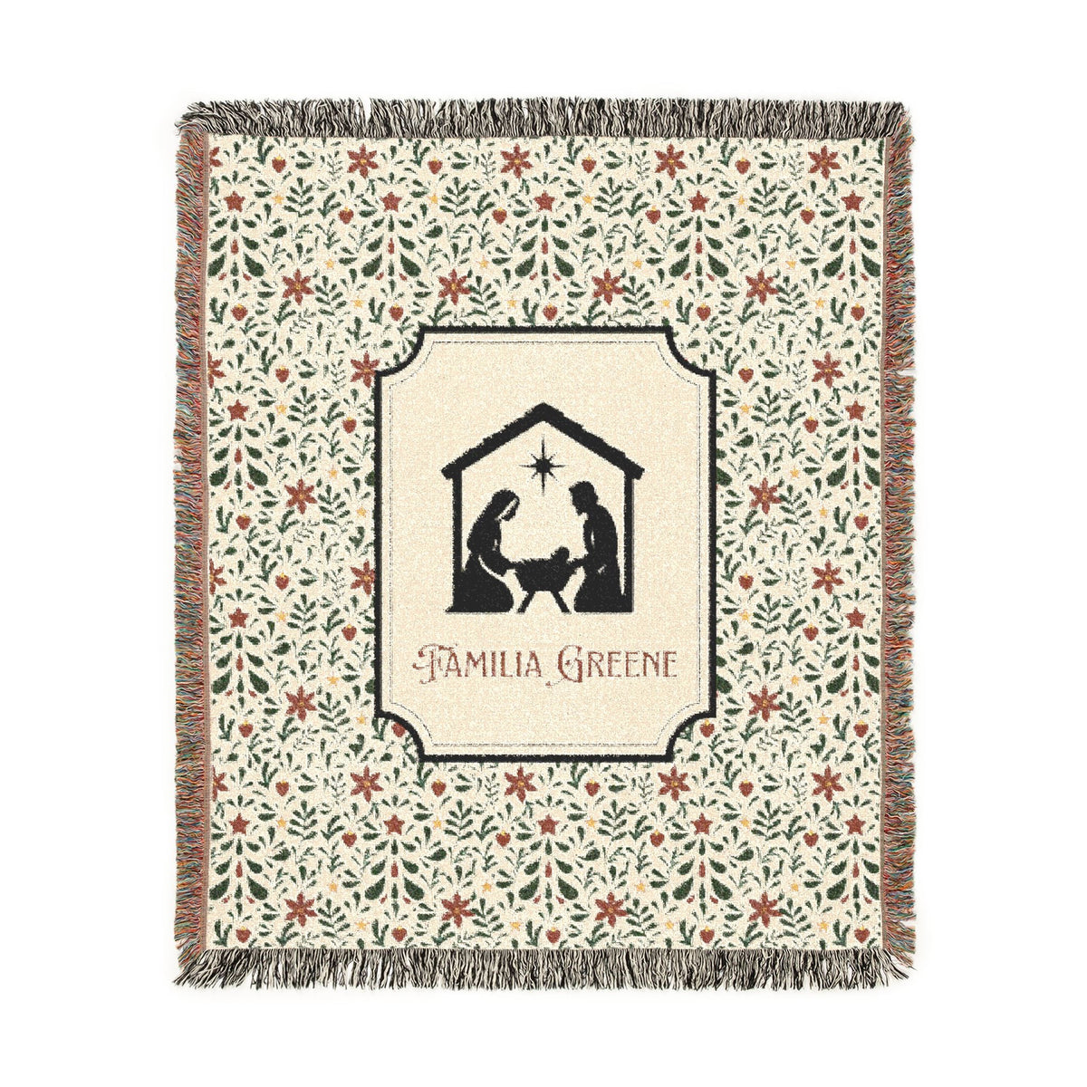 Christmas Nativity Scene Blanket Customized Navidad Cobija Talavera
