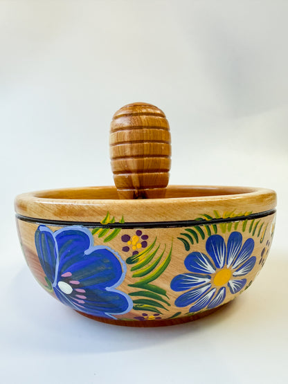 Mexican Hand painted Wooden Mortar And Pestle - Molcajete Parota