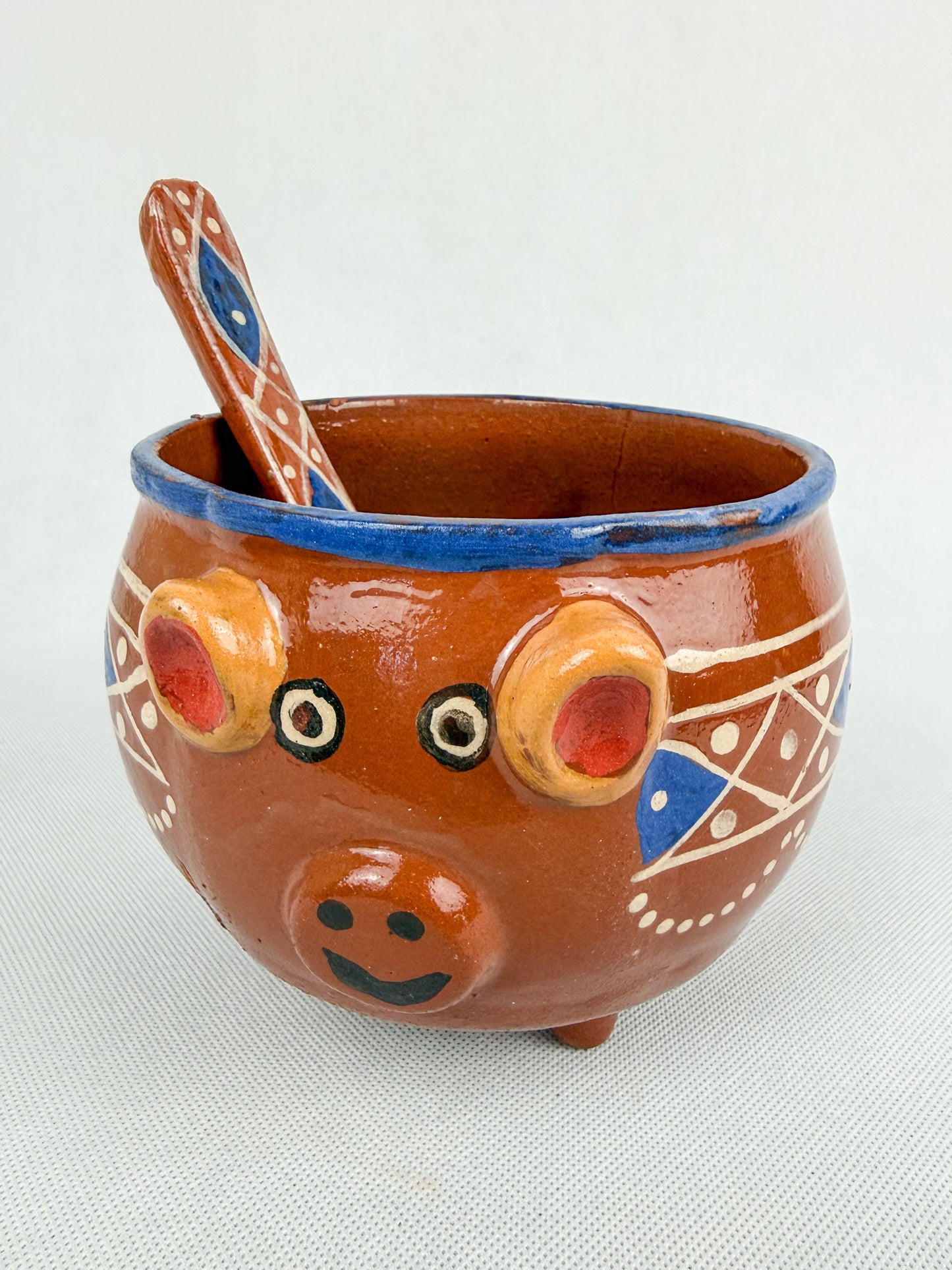 Michoacan Mexican Clay Bowl with Lid Marranito Salsera Mexican Marranitos Puerquitos