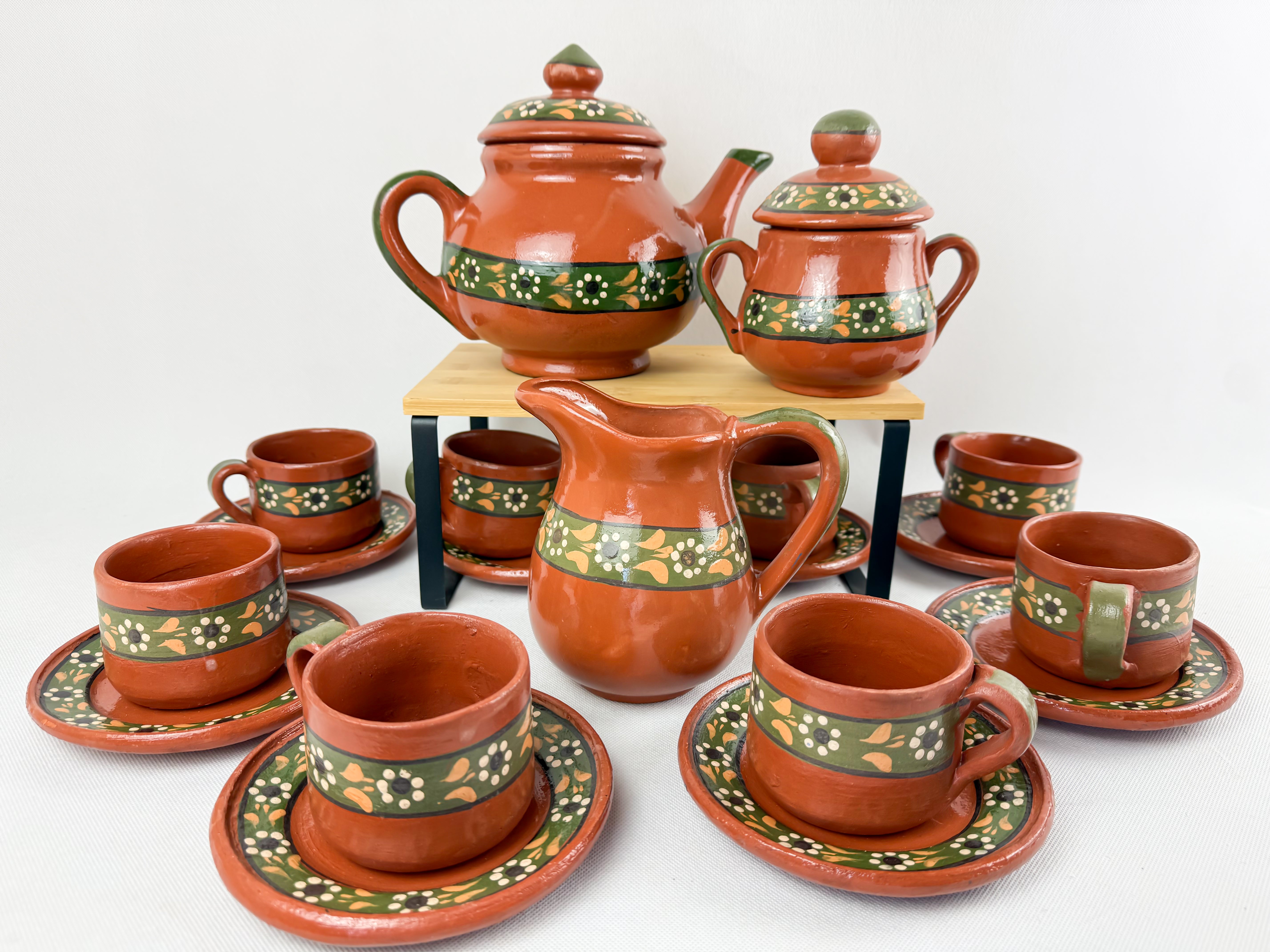 Traditional Mexican Tea Pot Set 16pc - Juego de Te Barro – TheMexHub