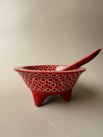 Michoacan Mexican Clay Molcajete Mexican Clay Bowl With Spoon Salsa Bowl With Spoon Traditional Mexican Bowl