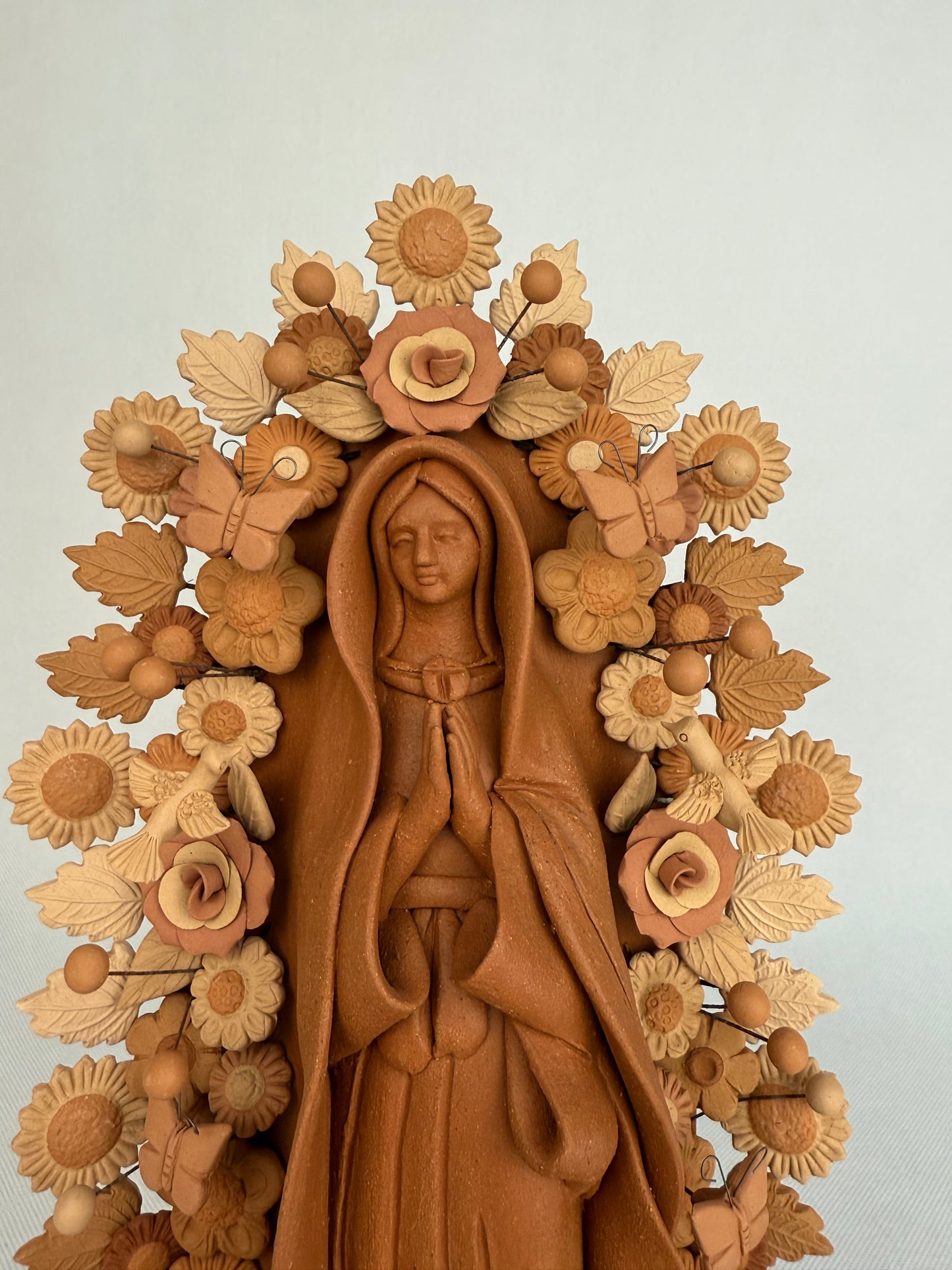 Virgen Guadalupe de Barro Pastillaje Metepec Clay Virgin