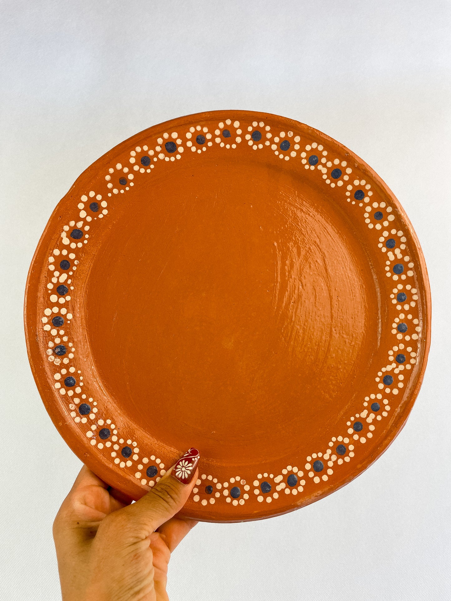 Mexican Clay Plates Set of 4 Round Mexican Clay Dinner Plates Mexican Plates Plato Barro Trinche Lead Free Traditional Mexican Plates