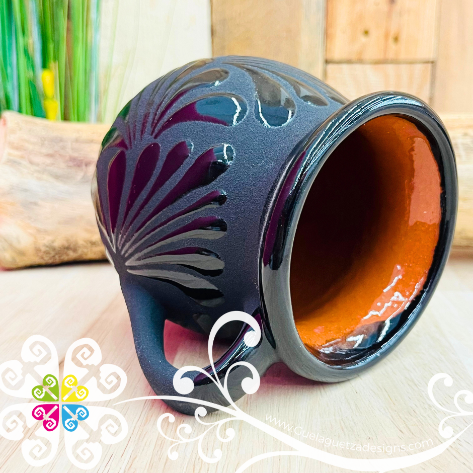 Wholesale Set of Black Espiga Clay Mugs - Set Taza Barro