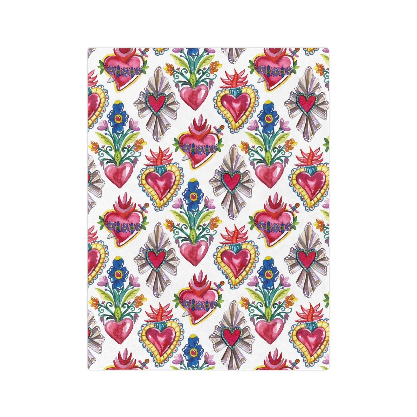 Mexican Sacred Heart Soft Printed Blanket - Sagrado Corazón Cobija