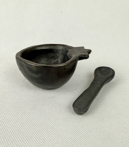 Oaxaca Black Clay Mini Heart Shaped Bowl with Spoon Tazón de Corazón Barro Negro