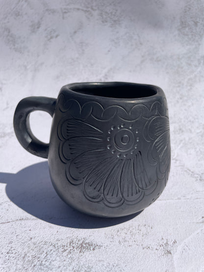 Oaxaca Black Clay Mugs With Plate Taza Con Plato Barro Negro Black Pottery