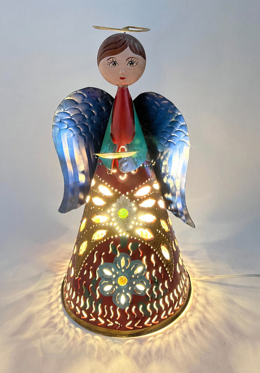 Mexican Punched Tin Lighting Angel Tin Lights Angel Con Luz