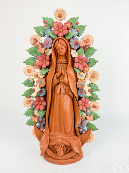Virgen Guadalupe de Barro Pastillaje Metepec Clay Virgin