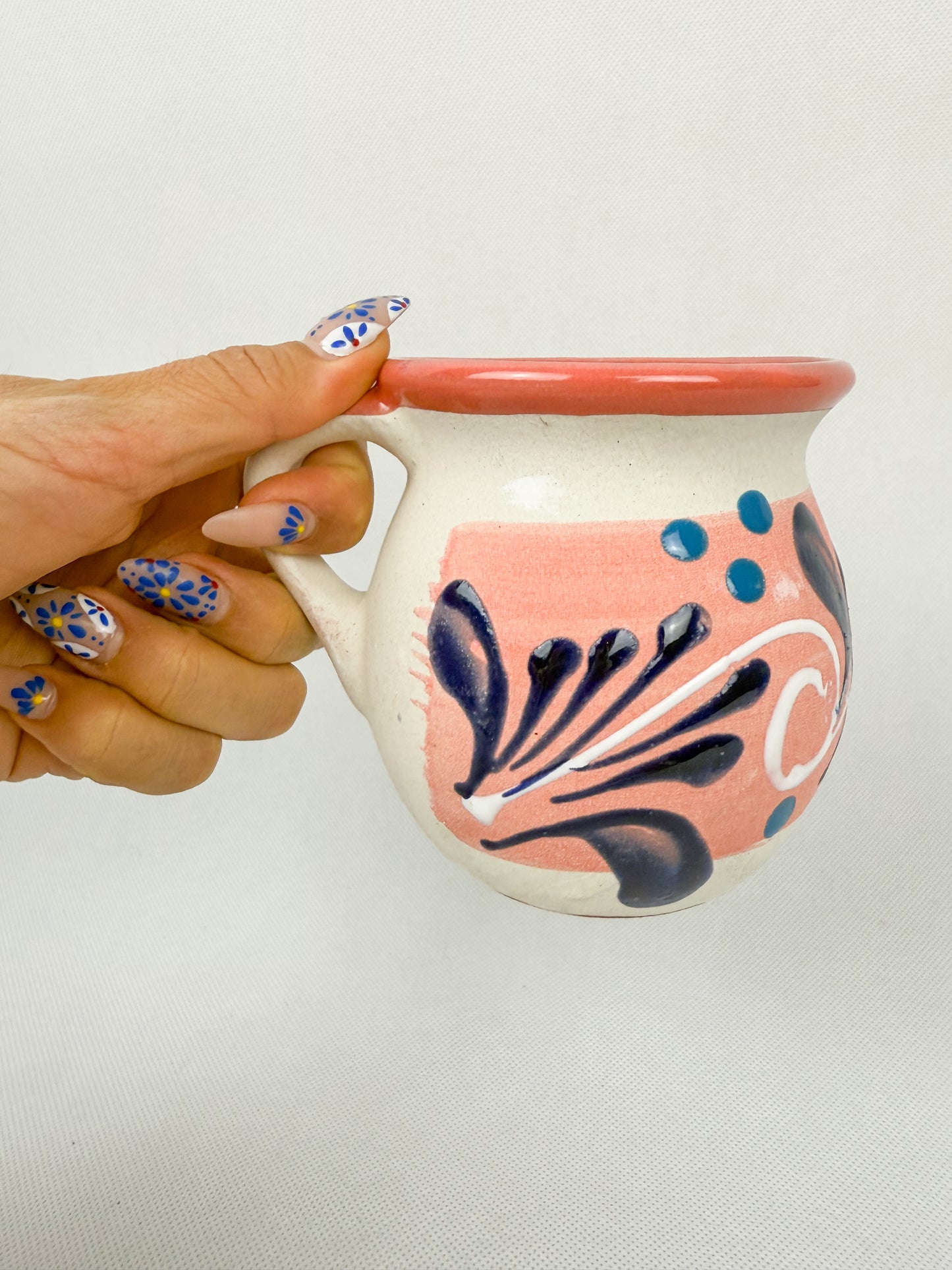 Mexican Clay Mugs Engobe Colorful Tazas De Barro