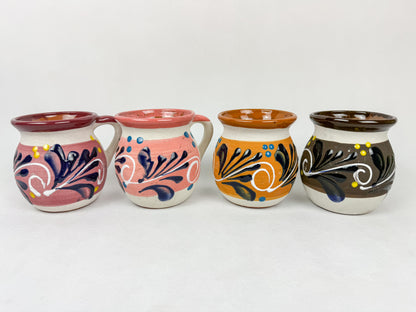 Mexican Clay Mugs Engobe Colorful Tazas De Barro