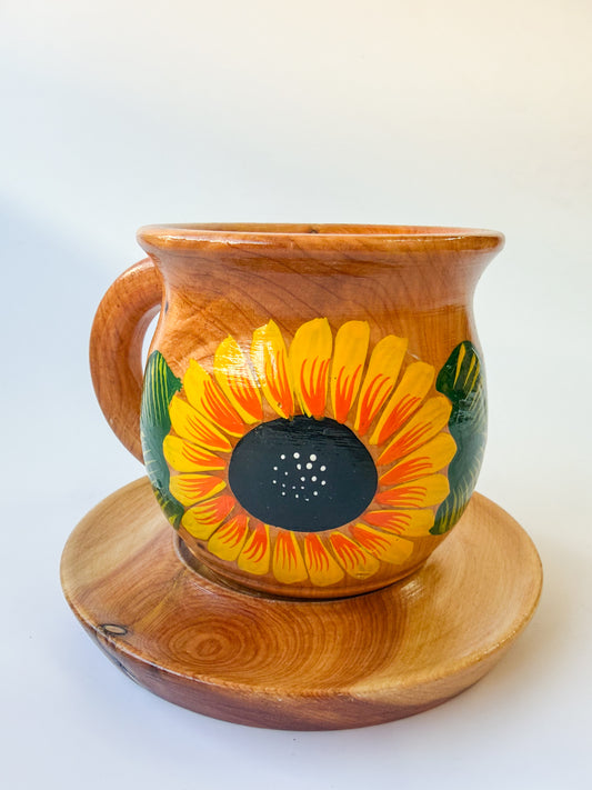 Mexican Handpainted Wooden Mug - Taza Parota