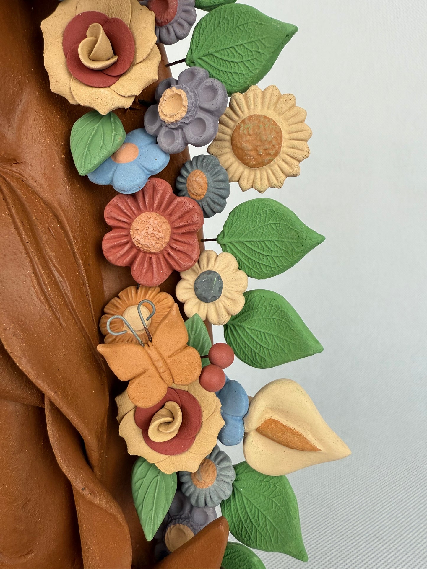 Virgen Guadalupe de Barro Pastillaje Metepec Clay Virgin