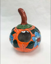 Load image into Gallery viewer, Mexican Talavera Pumpkin Candle Holder Halloween Decor
