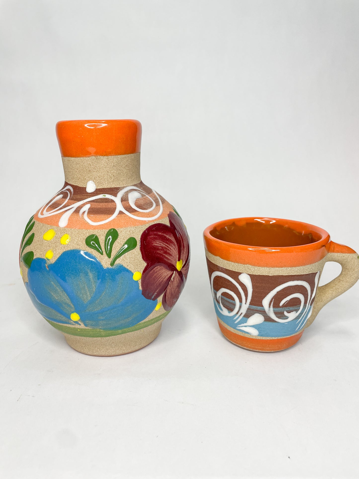 Jalisco Engobe Botellon de Barro Small Clay Botellon Clay Bottle Mexican Water Bottle Mexican Water Jug Mexican Water Pitcher