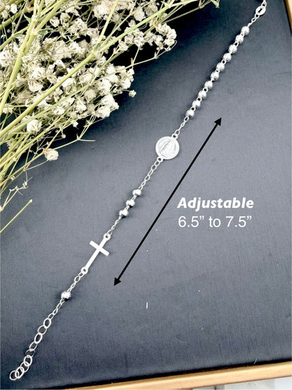 Silver Sterling .925 Rosary bracelet - Pulcera Rosario Plata