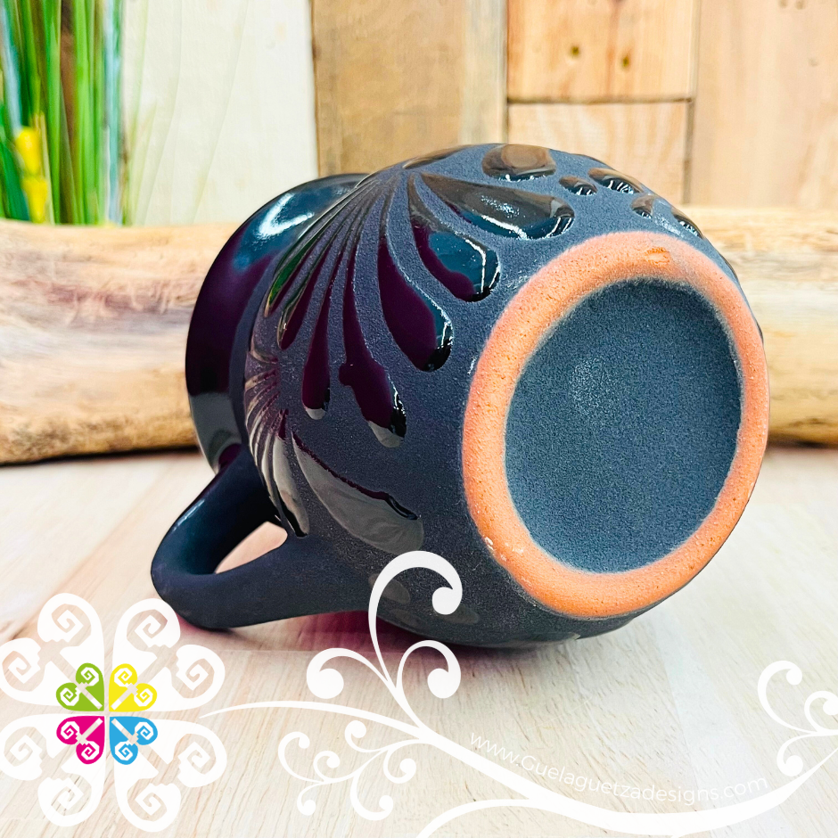 Wholesale Set of Black Espiga Clay Mugs - Set Taza Barro