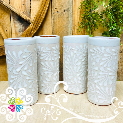 Set of White Espiga Cilindro Tall Cup - Set Clay Cup