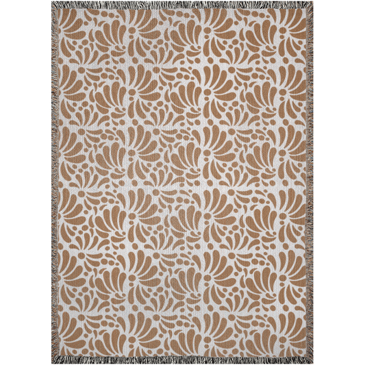 Beige Talavera Woven Blanket For Hispanic Home Decor, Mexican Decor Or Latin Decoration. Talavera Blanket For Him Or Her