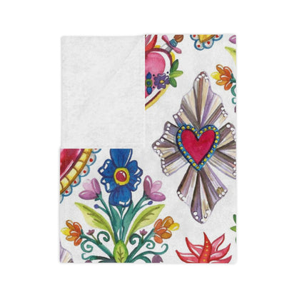 Mexican Sacred Heart Soft Printed Blanket - Sagrado Corazón Cobija