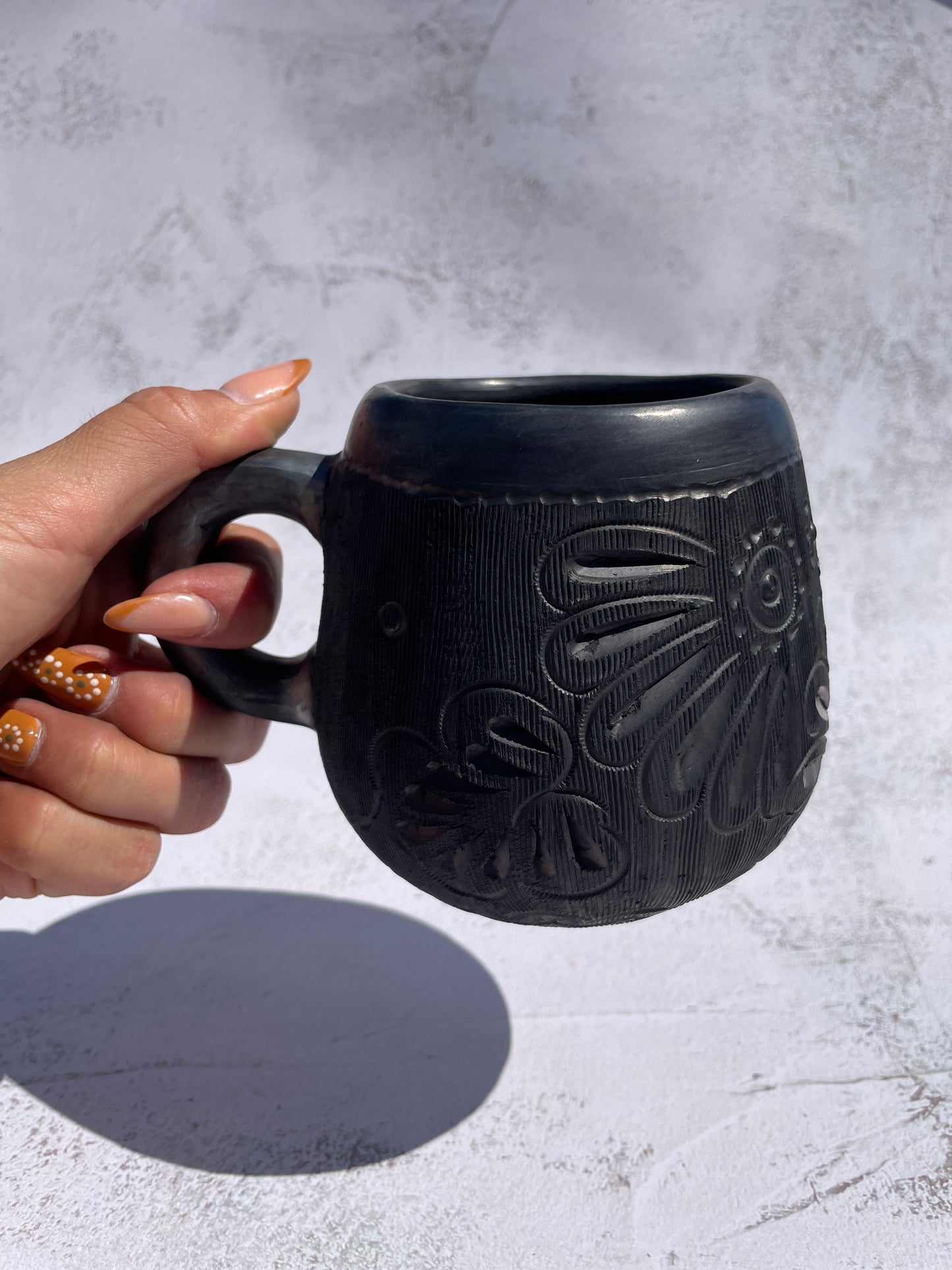 Oaxaca Black Pottery Mugs Taza Barro Negro
