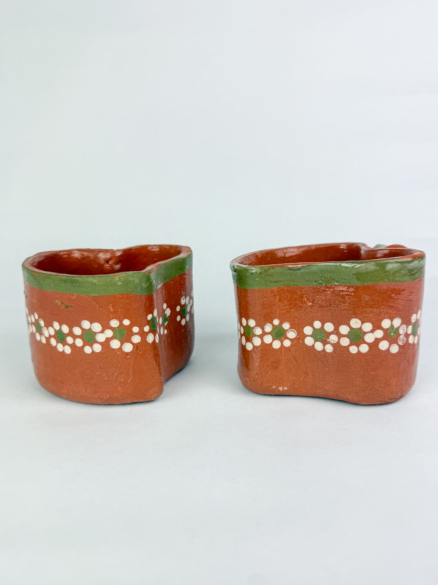 Michoacan Mexican Clay Mugs 2pc Set Mexican Cups Tazas De Barro Lead Free
