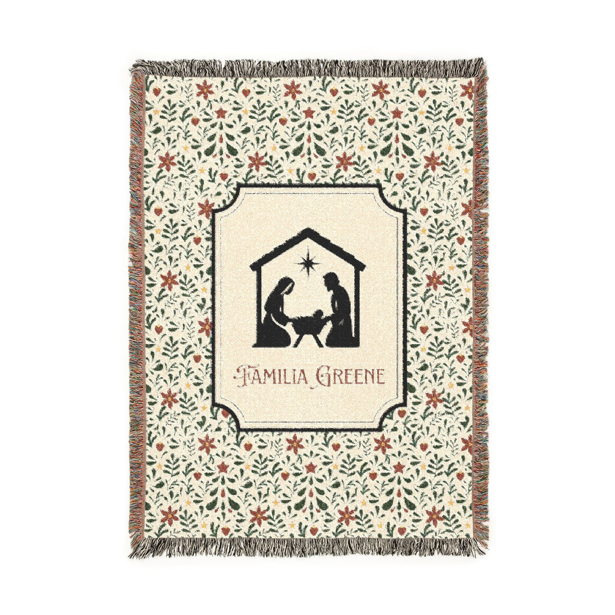 Christmas Nativity Scene Blanket Customized Navidad Cobija Talavera