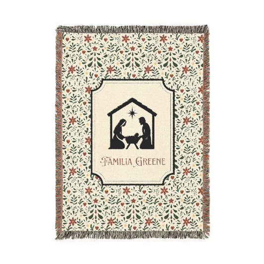 Christmas Nativity Scene Blanket Customized Navidad Cobija Talavera