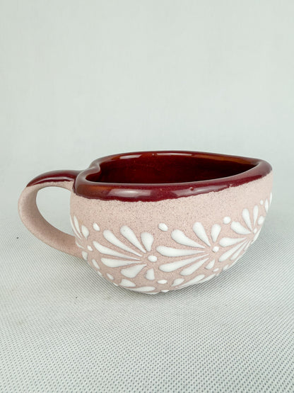 Heart Shaped Talavera Coffee Mug Set of 2 Taza Corazon Barro Taza