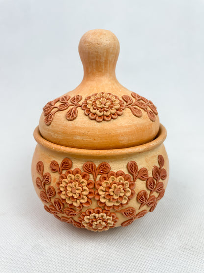 Velasco Oaxaca Pottery Sugar Bowl Azucarera Mexican Clay Filigree Filigrana Oaxacan Pottery Atzompa Pottery