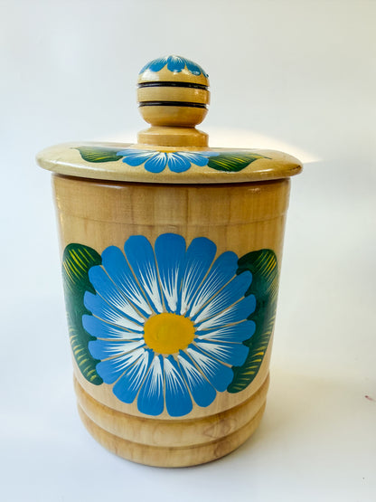Mexican Hand Painted Wood Canister - Azucarera Parota