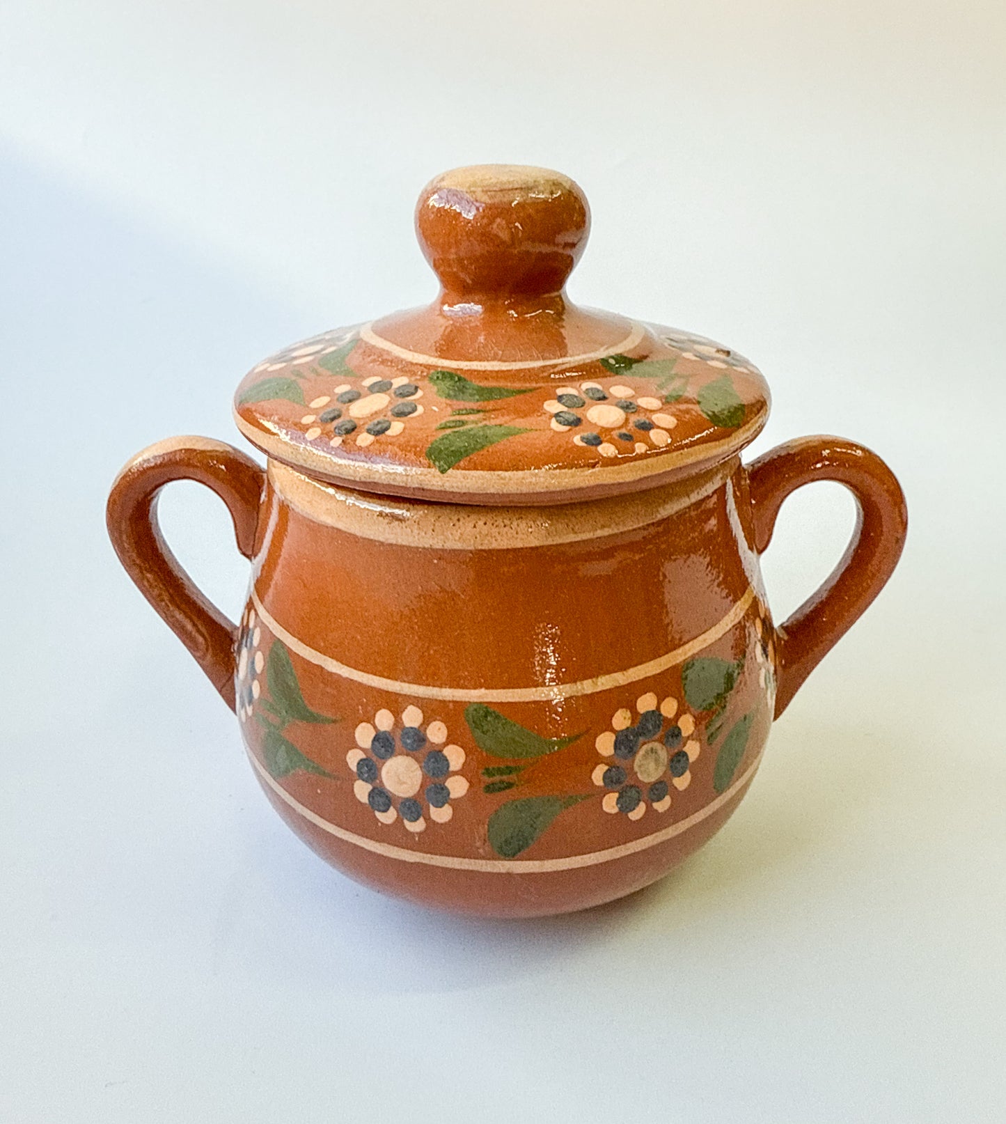 Michoacan Sugar Bowl Azucarera de Barro Hand Painted Azucarera