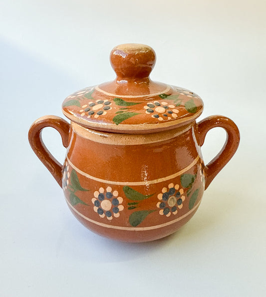 Michoacan Sugar Bowl Azucarera de Barro Hand Painted Azucarera