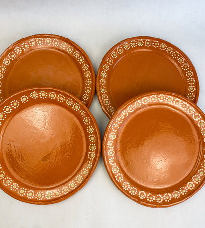 Mexican Clay Plates Set of 4 Round Mexican Clay Dinner Plates Mexican Plates Plato Barro Trinche Lead Free Traditional Mexican Plates