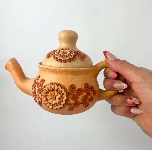 Velasco Oaxaca Pottery Tetera Mexican Tea Pot Clay Filigree Filigrana Oaxacan Pottery Atzompa Pottery