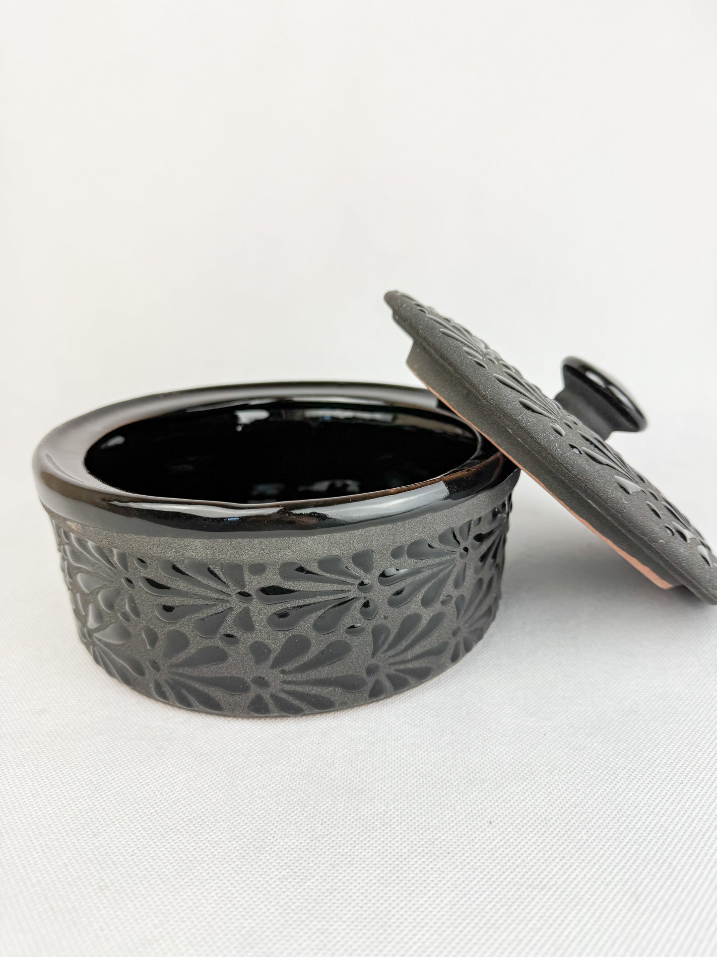 Black Talavera Style Tortilla Warmer Tortilla Holder Tortillero Negro