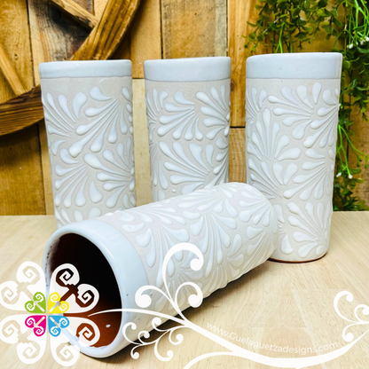 Set of White Espiga Cilindro Tall Cup - Set Clay Cup